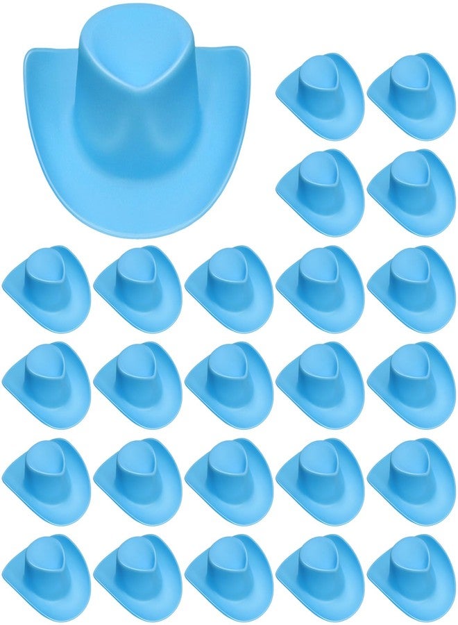 VICROIC 24 PCS Mini Cowboy Hat, Plastic Miniature Western Cowgirl Hat for Party Accessories, Cute Doll Hat Party Dress Hat for Dollhouse Birthday Decoration (Blue) - Image 1
