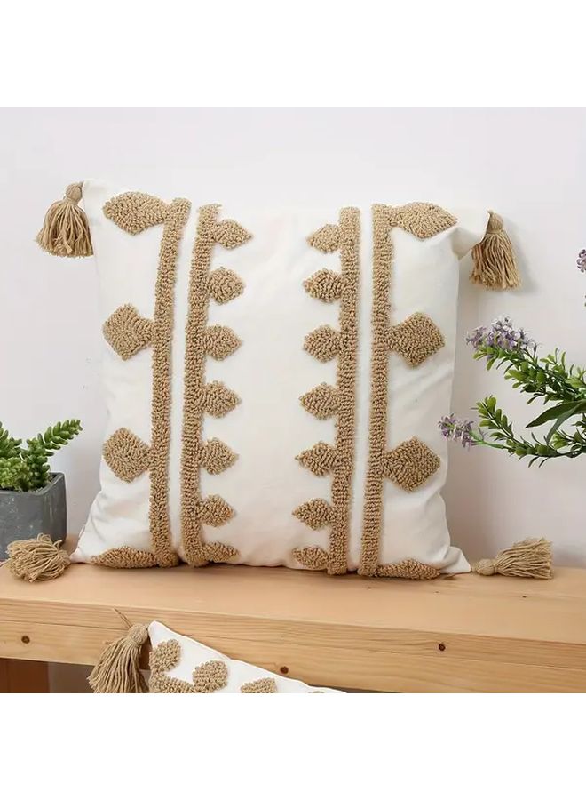 Boho Embroidered Throw Pillow Cover 12x20 Inch Geometric Tassel Zipper Polyester Decor - Image 3