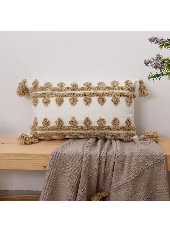 Boho Embroidered Throw Pillow Cover 12x20 Inch Geometric Tassel Zipper Polyester Decor - Image 5
