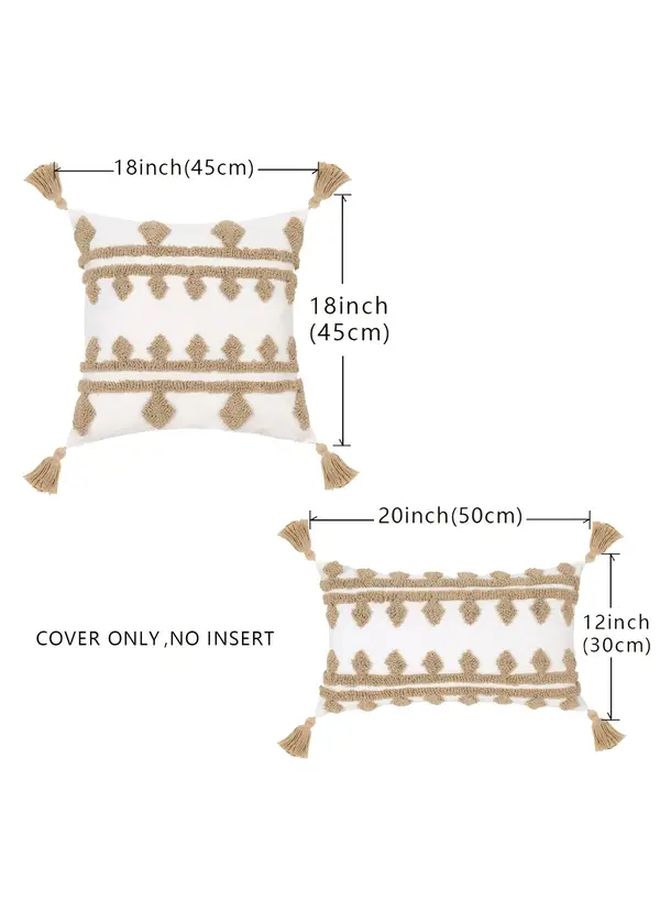 Boho Embroidered Throw Pillow Cover 12x20 Inch Geometric Tassel Zipper Polyester Decor - Image 4