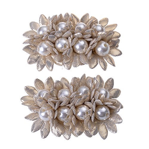 Douqu Shoes Dress Hat Accessories Fashion Rhinestones Crystal Shoe Clips 2 Pcs Multi Color (Beige) - Image 1