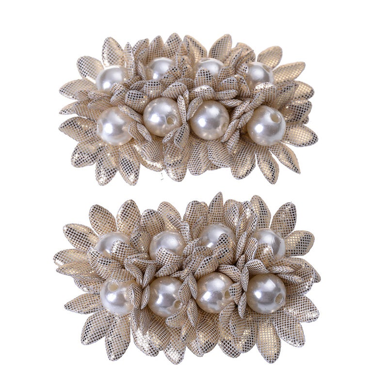 Douqu Shoes Dress Hat Accessories Fashion Rhinestones Crystal Shoe Clips 2 Pcs Multi Color (Beige) - Image 2