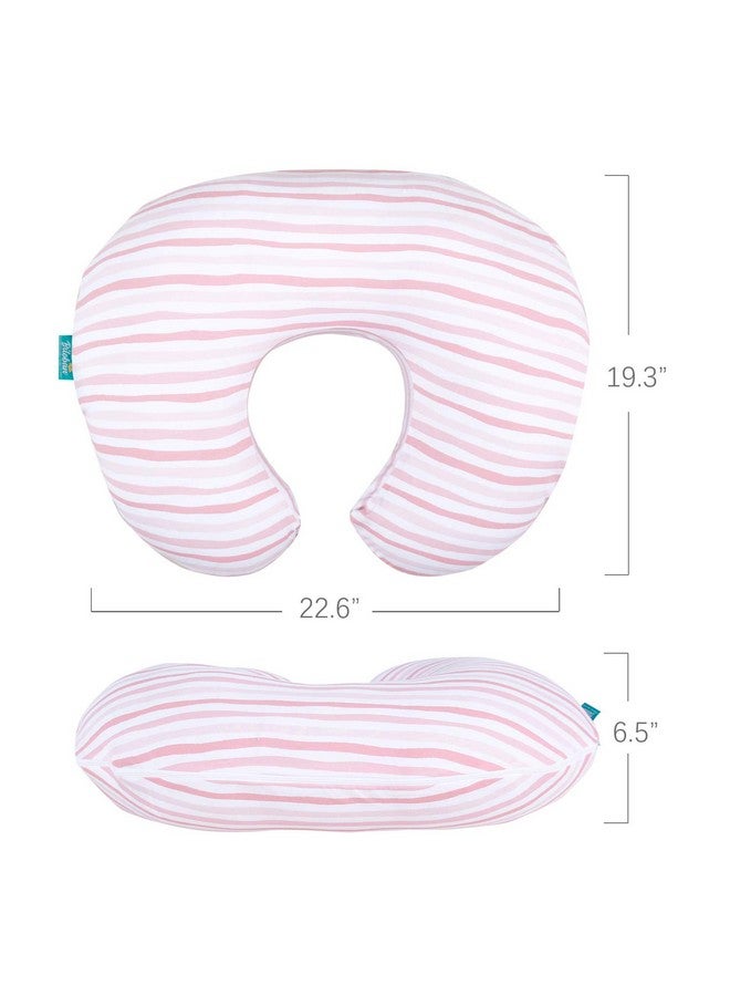 Biloban Biloban Nursing Pillow Cover 2 Pack Pink and Gray, Stretchy 100% Jersey Cotton Nursing Pillow Slipcovers for Moms Breastfeeding and Bottle Feeding Pillow, Large Zipper Ultra Soft Cover - Image 2