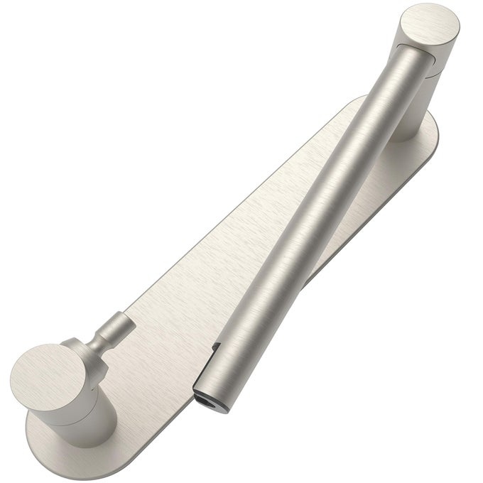 ADHESIVE TOILET PAPER HOLDER BRUSHED NICKEL BATHROOM DOUBLE POST PIVOTING TOILET TISSUE HOLDER ROLL HOLDER STICK ON NO DRILLING STAINLESS STEEL AND ZINC ALLOY