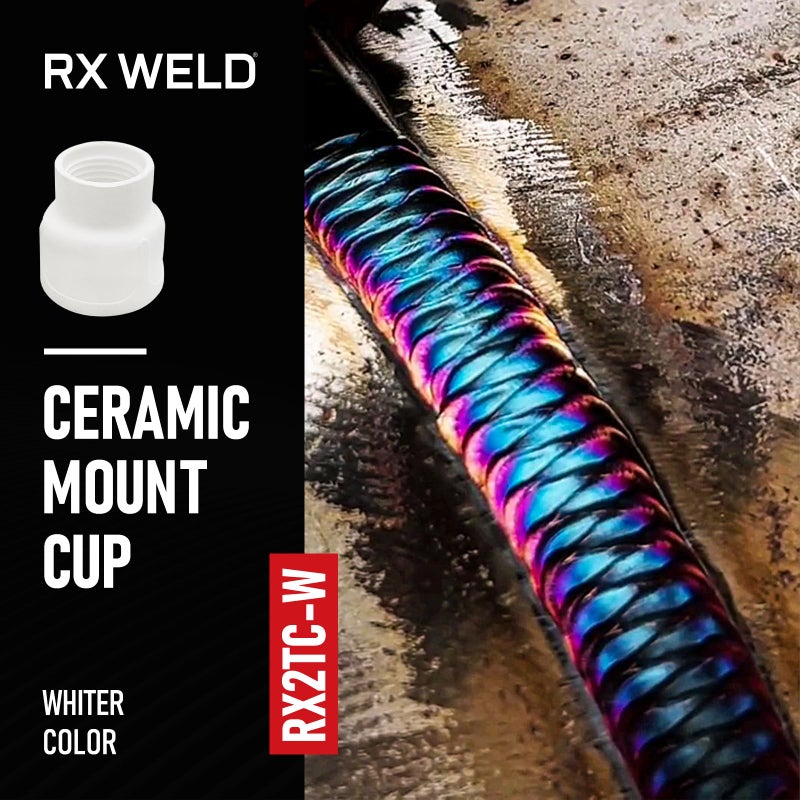 RX WELD أكواب لحام TIG سيراميك  #12 (عبوة مزدوجة) بيضاء - Image 3