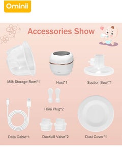 Ominii Wearable Electric Breast Pump, Smart Display, Hands-Free, Low Noise, BPA-Free Silicone, 4 Modes & 9 Levels, Type-C Rechargeable, Long Battery Life – White  - Image 2