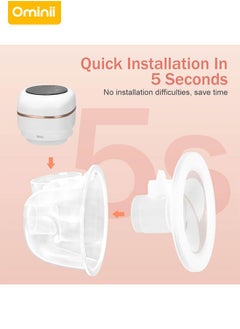 Ominii Wearable Electric Breast Pump, Smart Display, Hands-Free, Low Noise, BPA-Free Silicone, 4 Modes & 9 Levels, Type-C Rechargeable, Long Battery Life – White  - Image 3