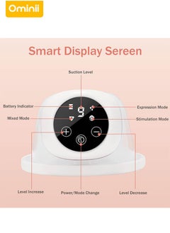 Ominii Wearable Electric Breast Pump, Smart Display, Hands-Free, Low Noise, BPA-Free Silicone, 4 Modes & 9 Levels, Type-C Rechargeable, Long Battery Life – White  - Image 4