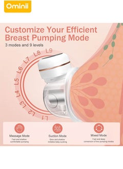 Ominii Wearable Electric Breast Pump, Smart Display, Hands-Free, Low Noise, BPA-Free Silicone, 4 Modes & 9 Levels, Type-C Rechargeable, Long Battery Life – White  - Image 5