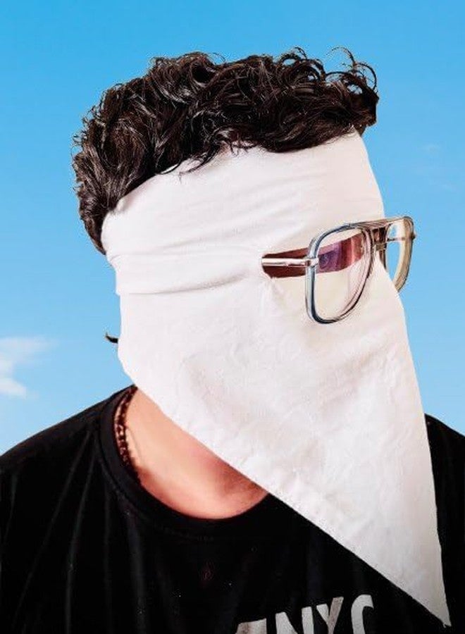 قناع وجه كامل متين وقابل لإعادة الاستخدام والغسل من قماش قطني مزدوج من DD Treds، مصمم لحماية راكبي الدراجات من الغبار وتلوث الهواء (أبيض) - عبوة من قطعتين، للرجال - Image 4