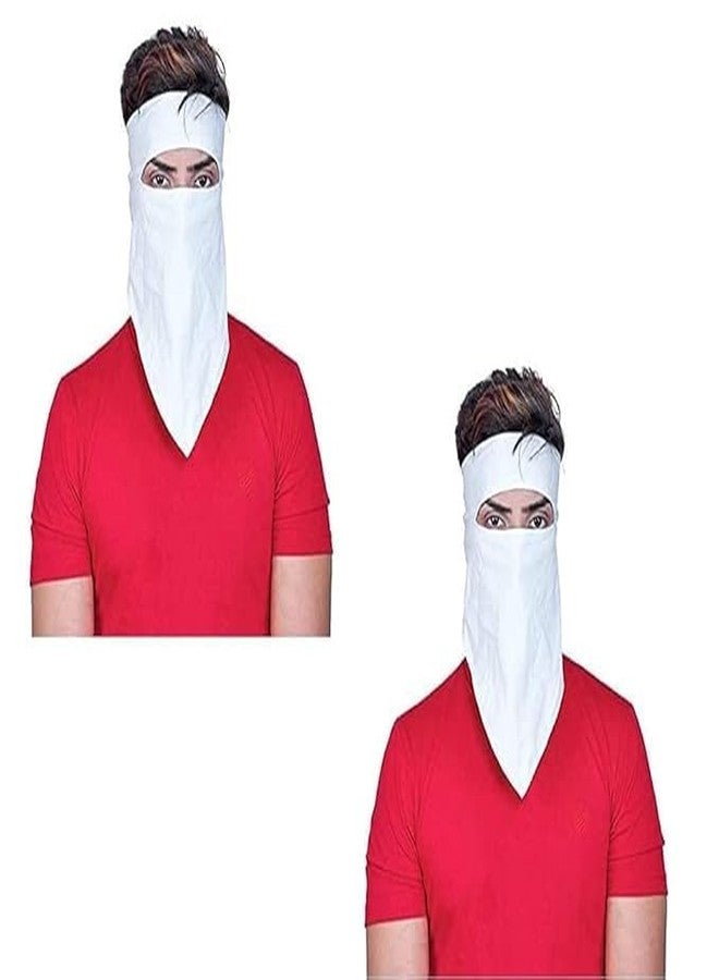 قناع وجه كامل متين وقابل لإعادة الاستخدام والغسل من قماش قطني مزدوج من DD Treds، مصمم لحماية راكبي الدراجات من الغبار وتلوث الهواء (أبيض) - عبوة من قطعتين، للرجال - Image 3