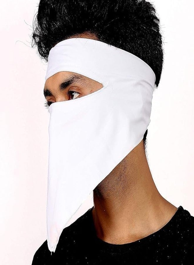 قناع وجه كامل متين وقابل لإعادة الاستخدام والغسل من قماش قطني مزدوج من DD Treds، مصمم لحماية راكبي الدراجات من الغبار وتلوث الهواء (أبيض) - عبوة من قطعتين، للرجال - Image 5