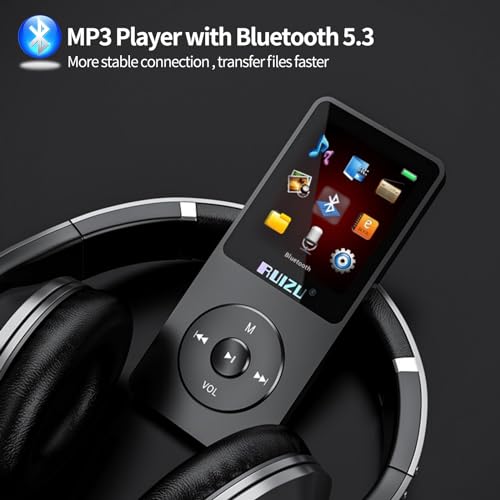 RUIZU مشغل MP3 RUIZU سعة 64 جيجابايت مع بلوتوث 5.3، مشغل موسيقى محمول للأطفال للرياضة والجري، راديو FM، مسجل صوت، معادل، 80 ساعة من تشغيل الصوت والفيديو الرقمي، يدعم بطاقة micro SD تصل إلى 128 جيجابايت - Image 2