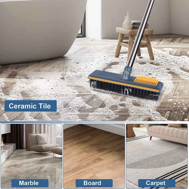 HVG TRADERS Bathroom Cleaning Brush with Wiper 2 in 1 Tiles Cleaning Brush Floor Scrub Bathroom Brush with Long Handle 120 Rotate Bathroom Floor Cleaning Brush - Image 2