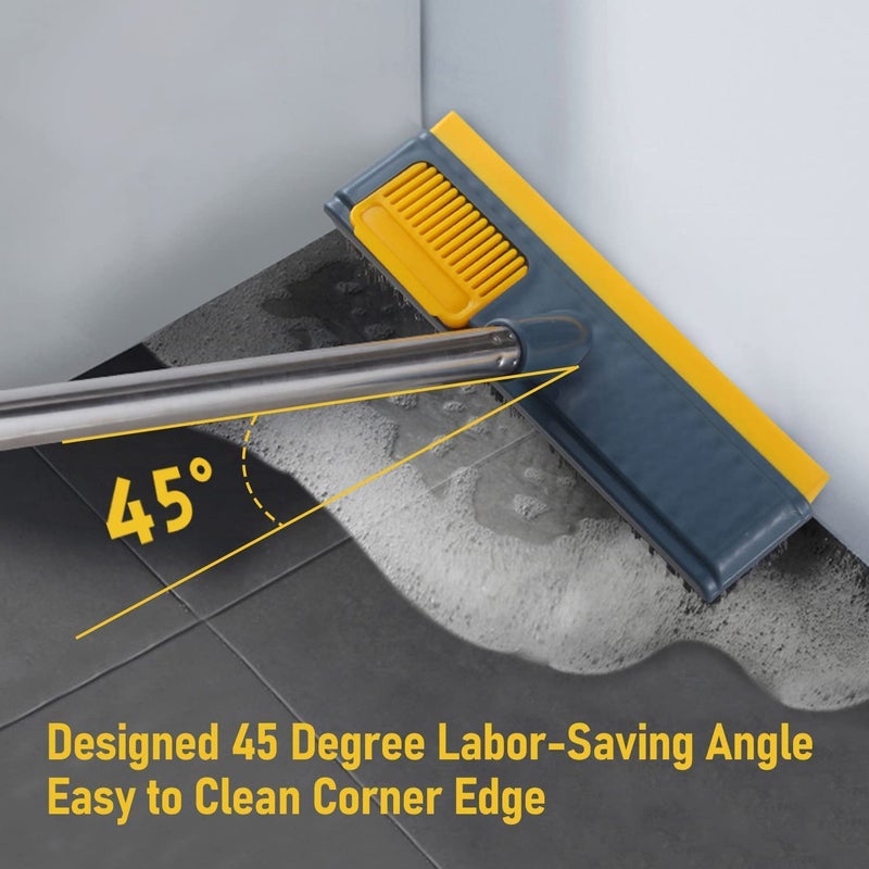 HVG TRADERS Bathroom Cleaning Brush with Wiper 2 in 1 Tiles Cleaning Brush Floor Scrub Bathroom Brush with Long Handle 120 Rotate Bathroom Floor Cleaning Brush - Image 3