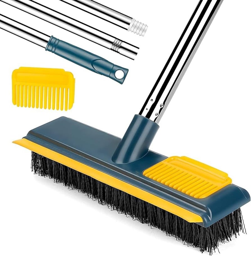 HVG TRADERS Bathroom Cleaning Brush with Wiper 2 in 1 Tiles Cleaning Brush Floor Scrub Bathroom Brush with Long Handle 120 Rotate Bathroom Floor Cleaning Brush - Image 1