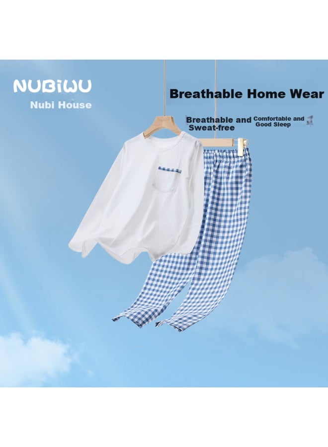 Nubiwu Children's Pajamas, Boys' Spring Outfit, New Style For Boys, Baby Pure Cotton Summer Sleepwear, Girls' Thin Full Cotton Set