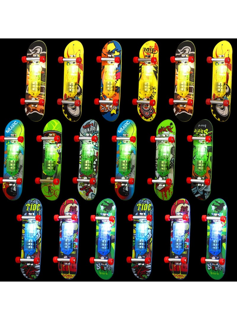 Excefore - Light up Mini Finger Skateboard Toys Set, 18 Pcs  LED Finger Skateboards, Hand Skateboard Toys Fingerboard Tiny Skateboards for Fingers Creative Fingertips Movement for Sports Party Favors - Image 1