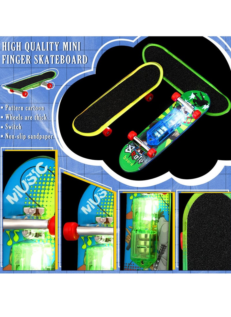 Excefore - Light up Mini Finger Skateboard Toys Set, 18 Pcs  LED Finger Skateboards, Hand Skateboard Toys Fingerboard Tiny Skateboards for Fingers Creative Fingertips Movement for Sports Party Favors - Image 1