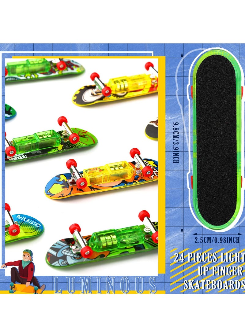 Excefore - Light up Mini Finger Skateboard Toys Set, 18 Pcs  LED Finger Skateboards, Hand Skateboard Toys Fingerboard Tiny Skateboards for Fingers Creative Fingertips Movement for Sports Party Favors - Image 1