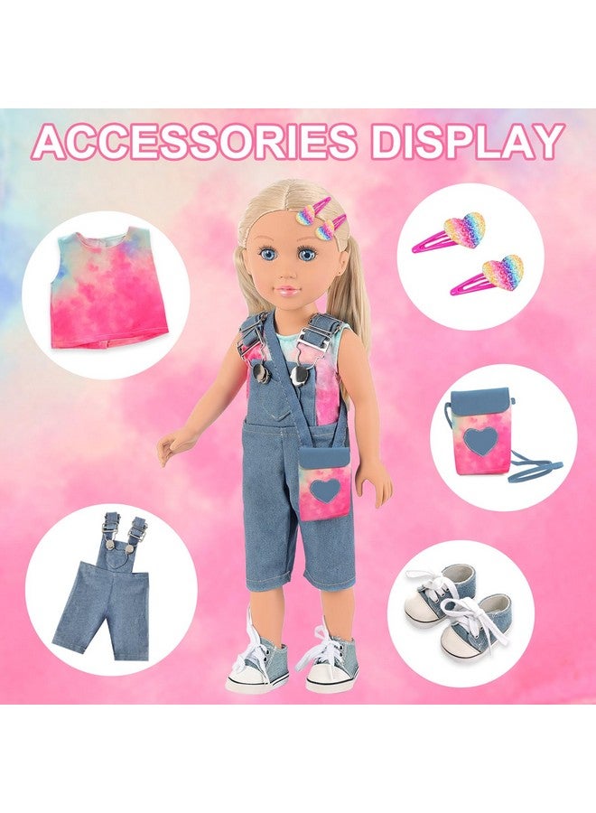 Ecore Fun 18 Inch Girl Doll With Clothes And Accessories 8 Pcs Doll Playset Include 18 Inch Doll Doll Clothes Doll Shoes Doll Bag And Doll Hairpin（With Doll） - Image 3