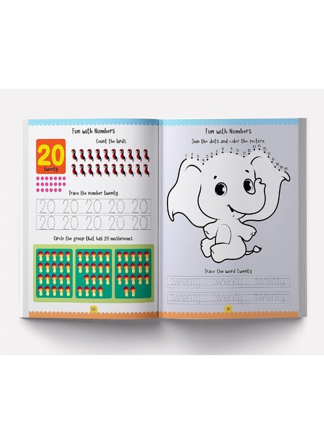 null - My Super Fun Kindergarten Activity Workbook for Children : Pattern Writing, Colors, Shapes, Numbers 1-10, Early Math, Alphabet, Brain Booster Activities, Following Directions - Image 1