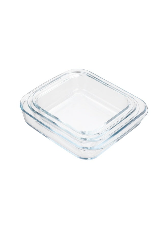 IKOO GLASS 3 Piece Oven Tray Set - Made Of Glass - Suqare - Large - Baking Dish - Oven Tray - Cake Trays - Oven-Pan - Cake Mold - Clear Suqare Large - 3 Piece set - Image 3