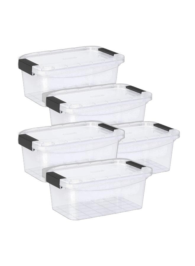 Cosmoplast صندوق تخزين بلاستيكي شفاف سعة 5 لتر مع غطاء قابل للقفل (عبوة من 5) - Image 1