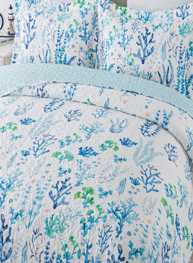 NEWLAKE Quilt Bedspread Sets - West Coastal Pattern Reversible Coverlet Set, Queen Size - Image 2