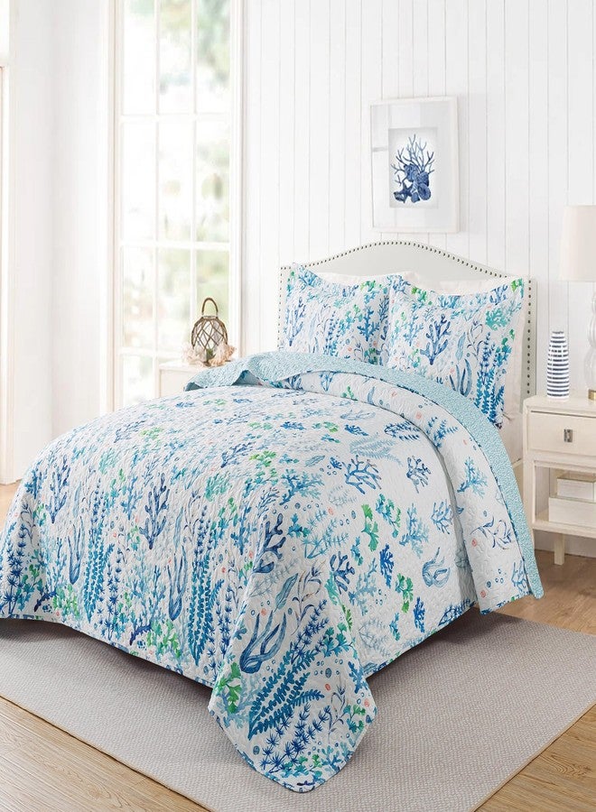 NEWLAKE Quilt Bedspread Sets - West Coastal Pattern Reversible Coverlet Set, Queen Size - Image 5