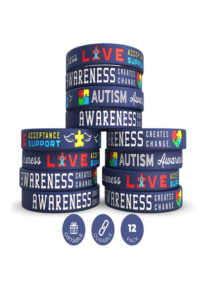 Inkstone (12-pack) Autism Awareness Bracelets - Wholesale Bulk Pack of 1 Dozen Silicone Wristbands in Adult Unisex Size… - Image 1