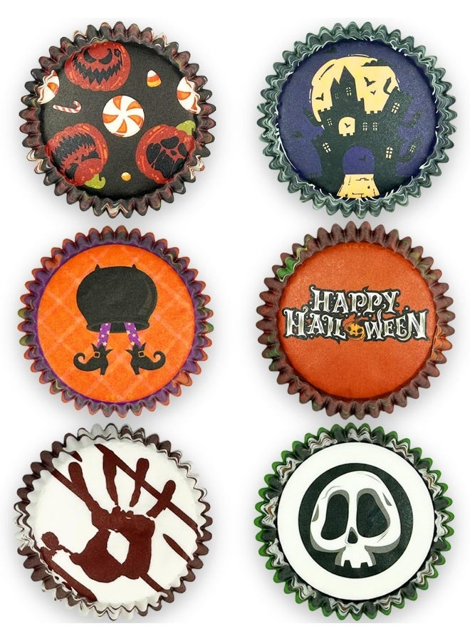 qiqee qiqee Halloween 300-Count Cupcake Liners Standard Cupcake Cups 6 Design Cupcake Papers Baking Cups Cupcake Wrappers for Halloween (Standard Size)  - Image 2
