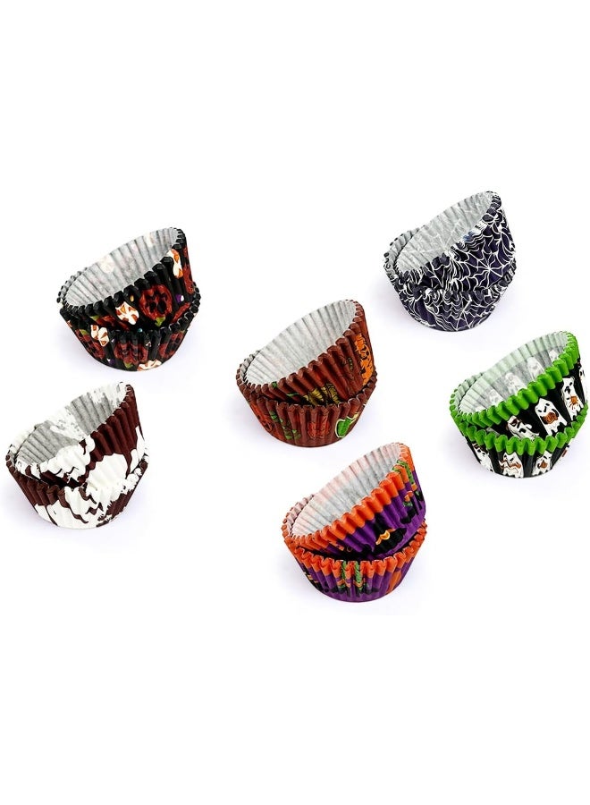 qiqee qiqee Halloween 300-Count Cupcake Liners Standard Cupcake Cups 6 Design Cupcake Papers Baking Cups Cupcake Wrappers for Halloween (Standard Size)  - Image 3
