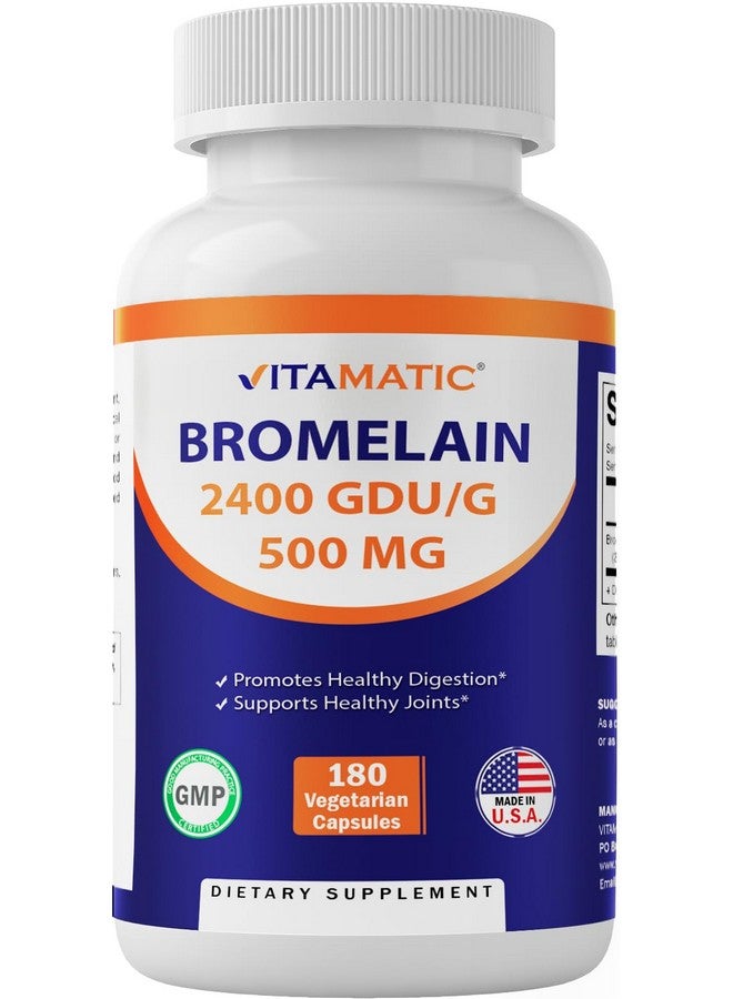 Vitamatic Bromelain Supplement 500mg - 2400 GDU/g - 180 Capsules - Image 1