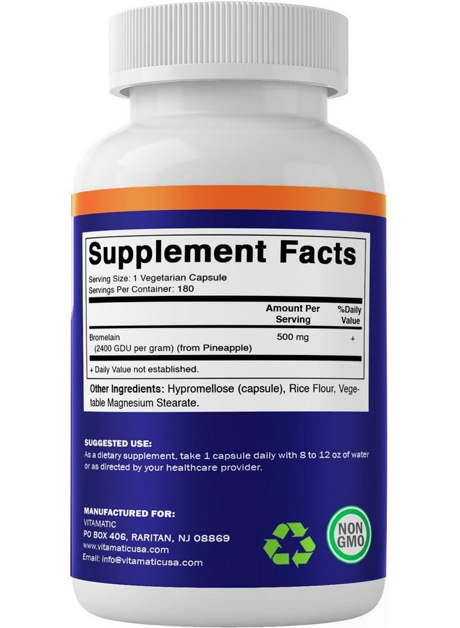Vitamatic Bromelain Supplement 500mg - 2400 GDU/g - 180 Capsules - Image 5