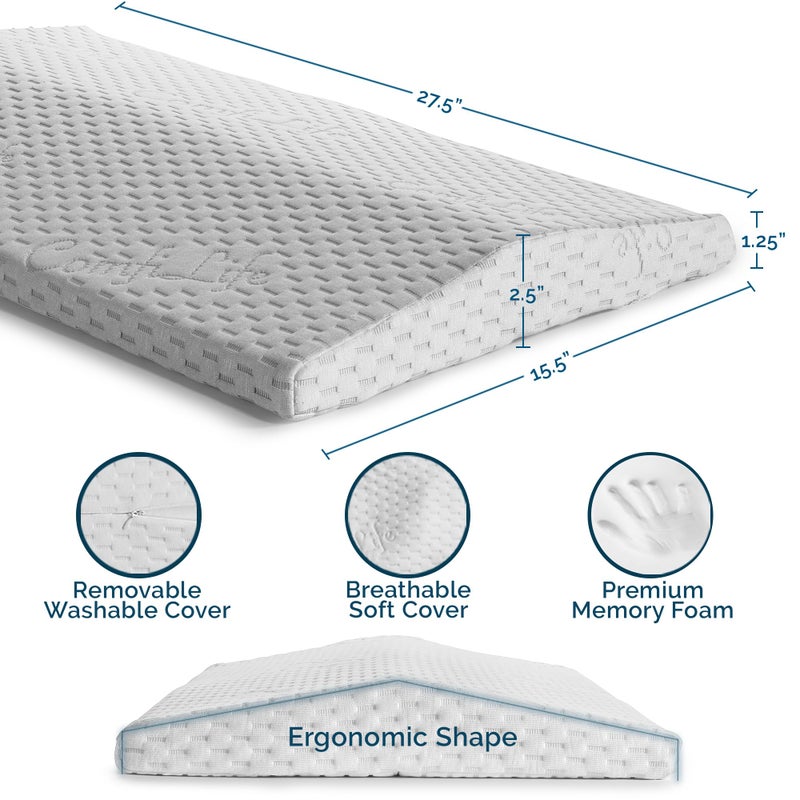 ComfiLife Lumbar Support Pillow for Sleeping Memory Foam Pillow for Back Pain Relief - Side, Back and Stomach Sleepers- Triangle Wedge Pillow - Bed Rest Pillow - Medium-Soft (White, Standard) - Image 4