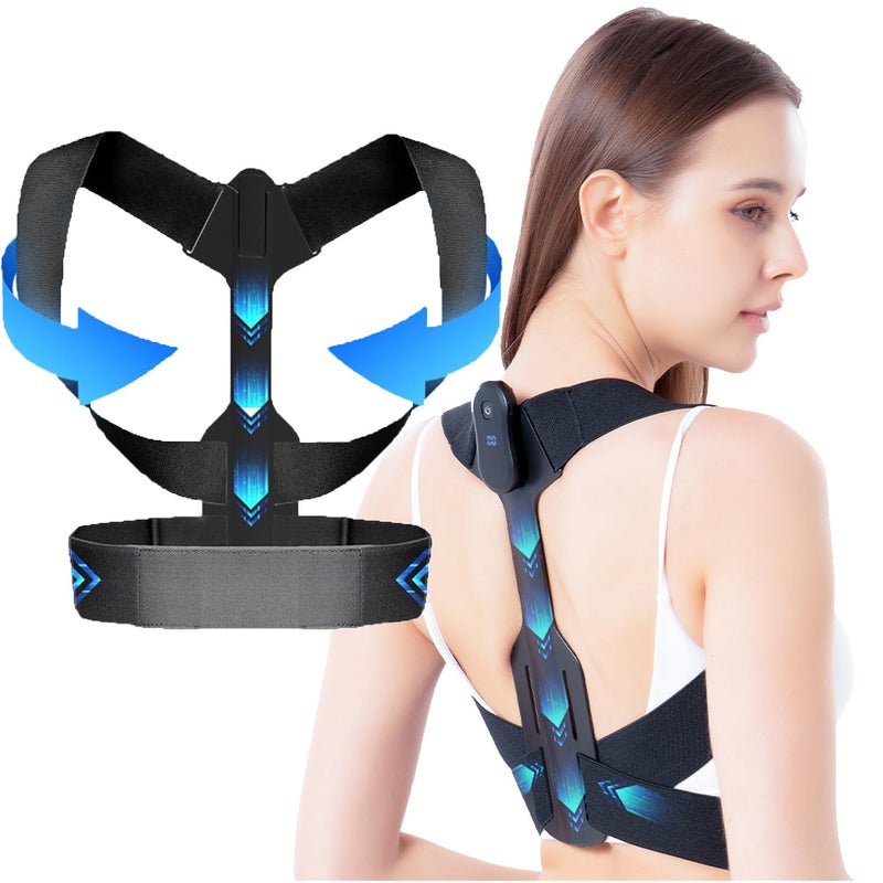 Luckam Posture Corrector for Men Women Teenagers Students, Vibration intelligent Reminder Back Brace Adjustable Detachable Back Straightener (LCD Style) - Image 1