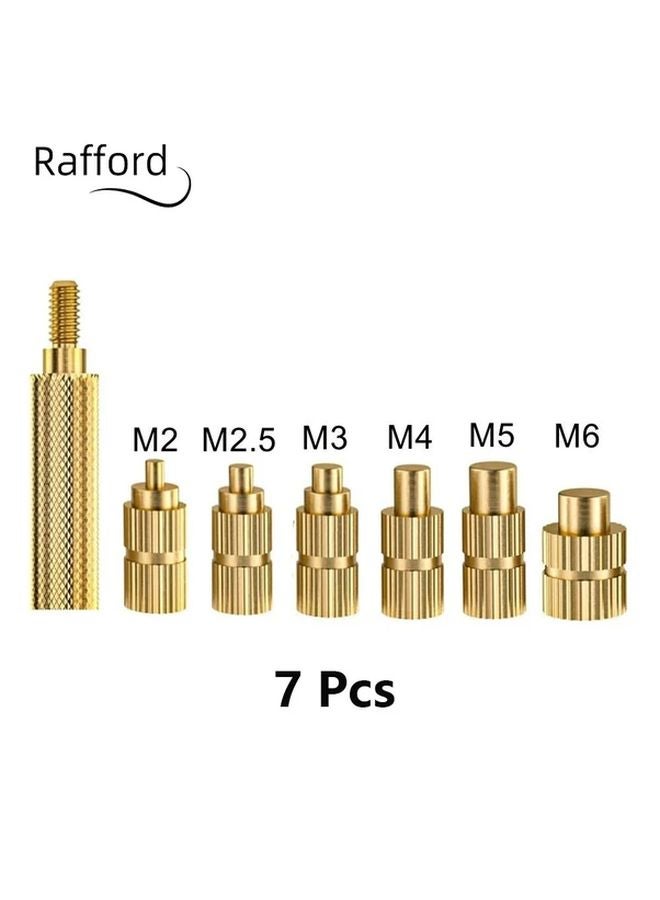 7Pc Heat Set Insert Soldering Iron Tip Kit M2 M3 M4 M5 M6 Brass Thread Inserts - Image 1