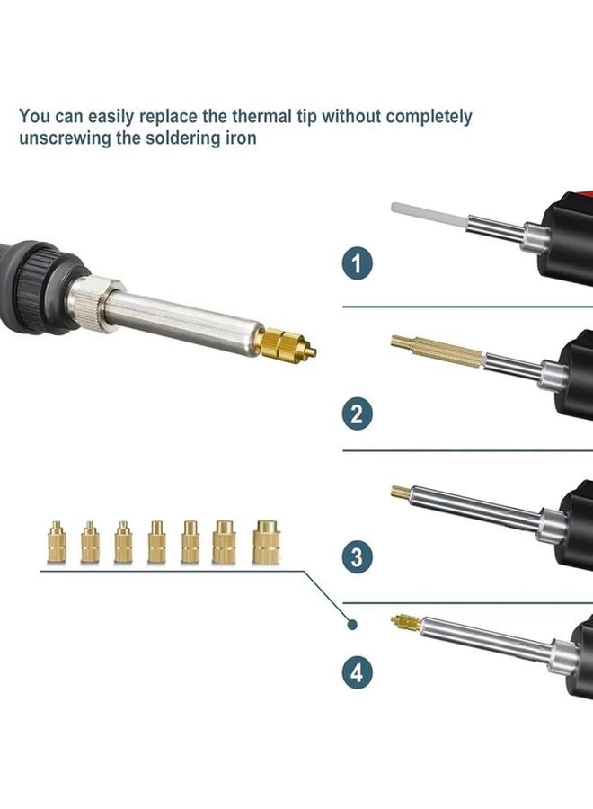 7Pc Heat Set Insert Soldering Iron Tip Kit M2 M3 M4 M5 M6 Brass Thread Inserts - Image 3