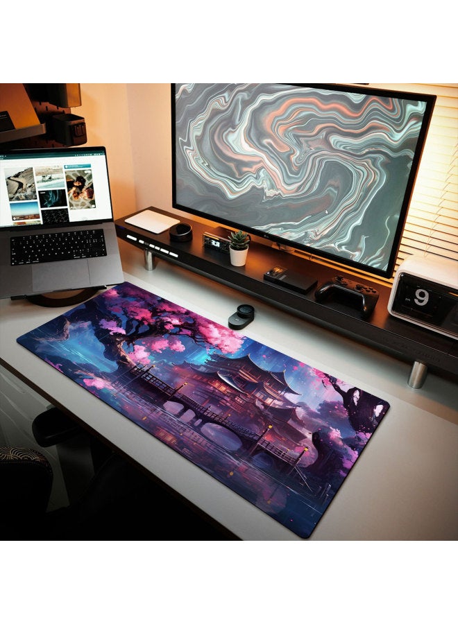 Mouse Pad Super Large Scenery Computer Keyboard Pad Peach Blossom Mouse Pad Game Men's And Women's E-sports Special Computer Table Pad-Color:300*600*2-Pattern:9  - Image 1