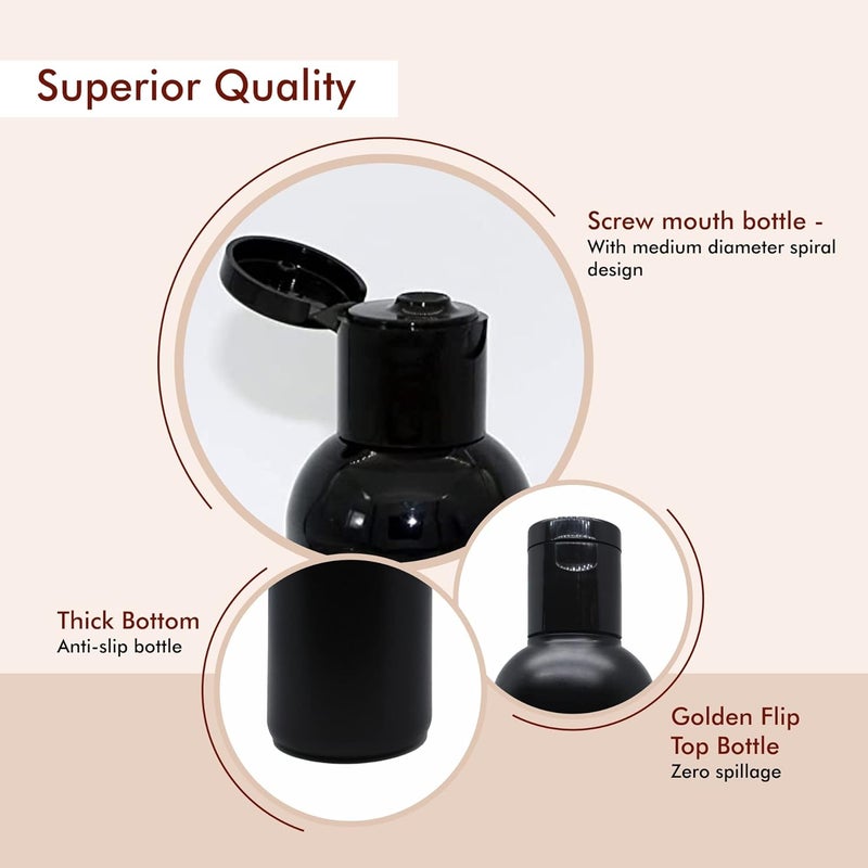 Myoc MYOC Empty Black HDPE Bottle with Disc Flip Top Cap Refillable Reusable Cosmetic Container for Lotion Shampoo Oil Toner Serum Conditioner BPA free Leakage proof 200mlPack of 6 - Image 4