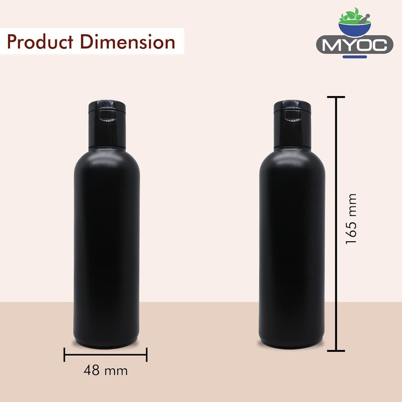 Myoc MYOC Empty Black HDPE Bottle with Disc Flip Top Cap Refillable Reusable Cosmetic Container for Lotion Shampoo Oil Toner Serum Conditioner BPA free Leakage proof 200mlPack of 6 - Image 3