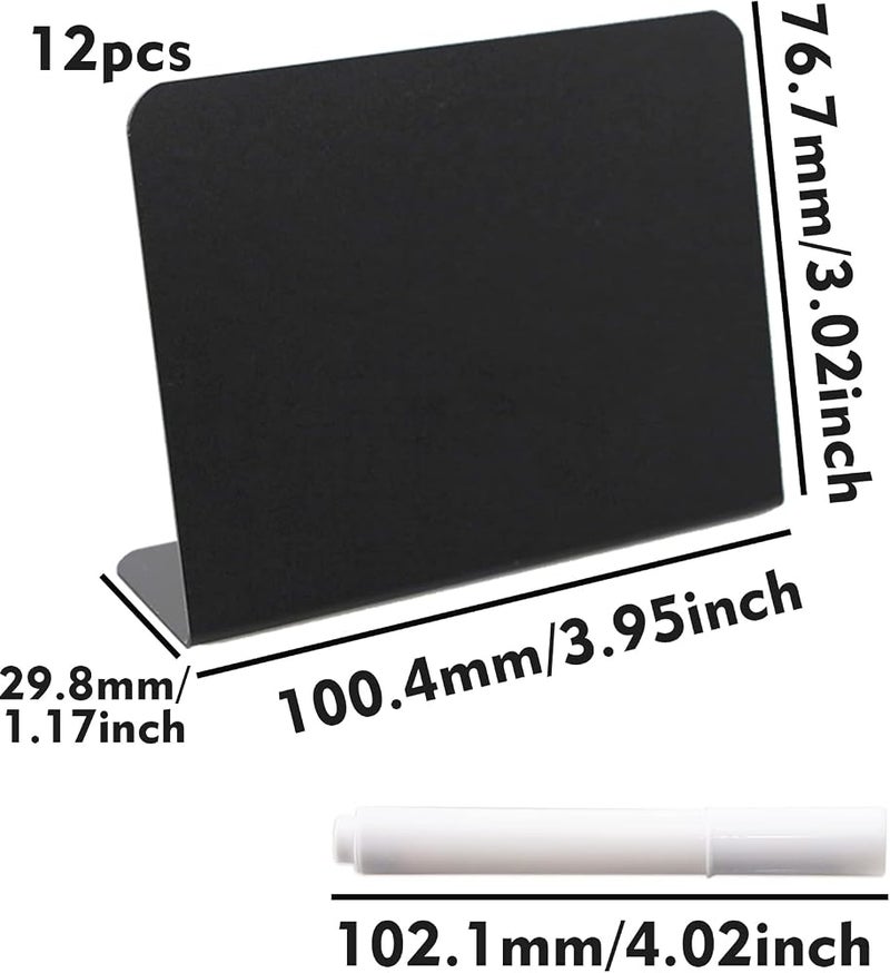 QKSEJ 12 Pack Mini Chalkboard Signs with 3 Marker Pens and 1 Gray Cleaning Cloth Small Black Chalk Board Signs Erasable Rectangle Chalkboard for School Message Board Sign Wedding Birthday Party - Image 2