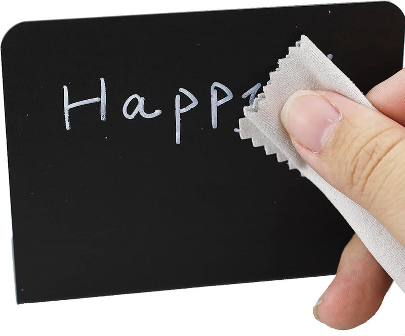 QKSEJ 12 Pack Mini Chalkboard Signs with 3 Marker Pens and 1 Gray Cleaning Cloth Small Black Chalk Board Signs Erasable Rectangle Chalkboard for School Message Board Sign Wedding Birthday Party - Image 5