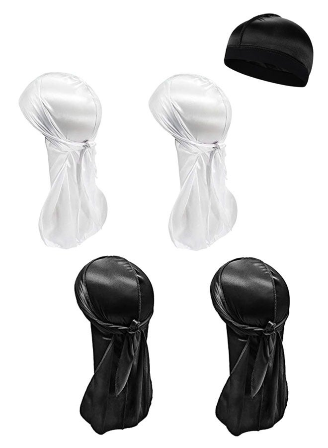 وهاواي 4Pcs Silky Durags Set with 1 Wave Cap, Silk Durag for Men Women, Durags Pack with Long Tail and Wide Straps for 360 Waves - Image 1