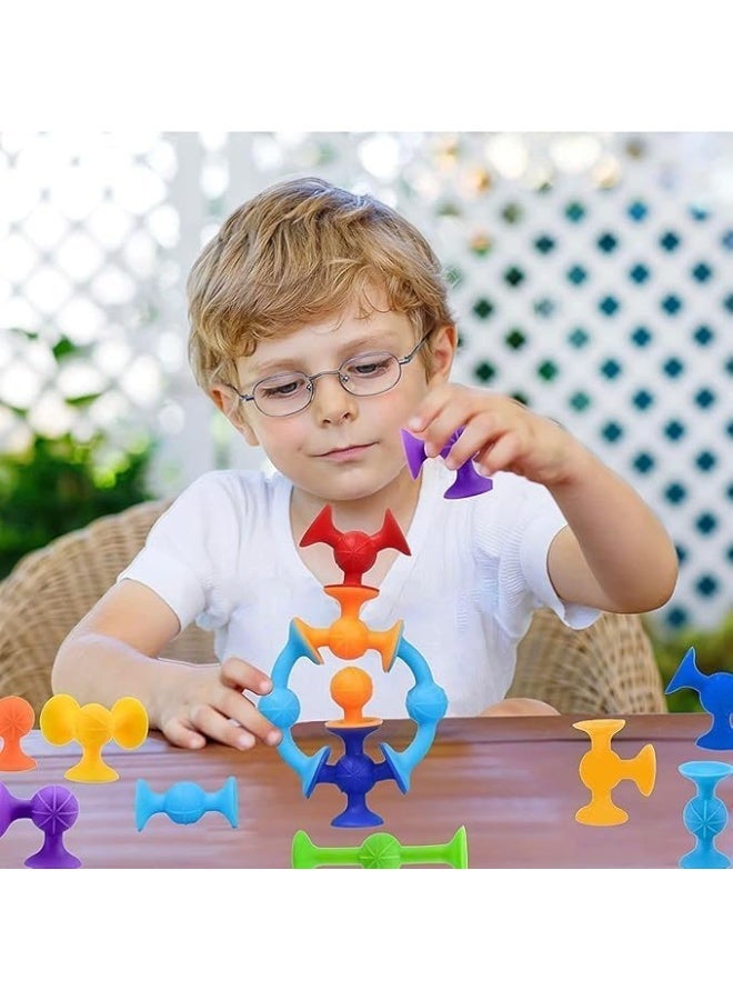 Suction Building Toy Set for Kids, Educational Sensory Construction Toy, Suction Cup Stacking Blocks for Creativity and Fine Motor Skills, Bath Play Toy, Set of 21 - Image 2