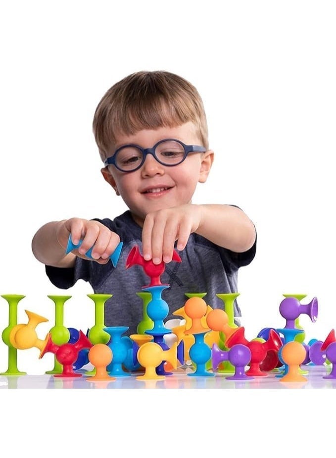Suction Building Toy Set for Kids, Educational Sensory Construction Toy, Suction Cup Stacking Blocks for Creativity and Fine Motor Skills, Bath Play Toy, Set of 21 - Image 1