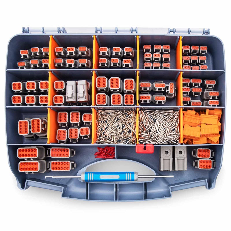 JRready ST6332 Deutsch DTM Connector Kit 2 3 4 6 8 12 Pin Gray Waterproof DTM Connectors Size 20 Solid Contact 1622AWG Removal Tool Seal Plugs Automotive Electrical Connectors 542PCS - Image 2