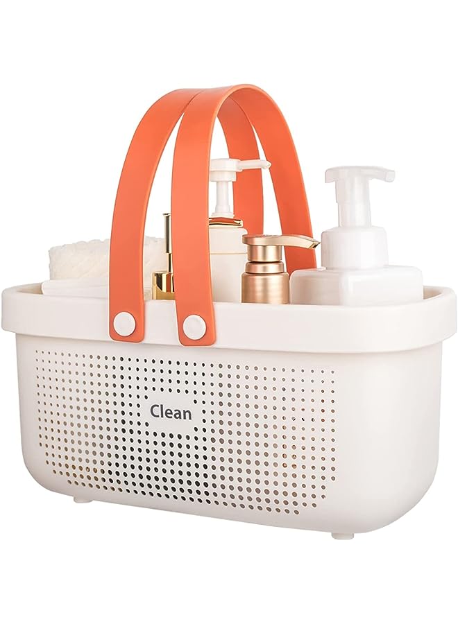 vesus Supplies Caddy, Portable Plastic Shower Caddy Storage Organizer Basket/Bucket with Silicone Handles for Household, Bathroom, Kitchen, Dorm Room Essentials (WHITE)  - Image 1