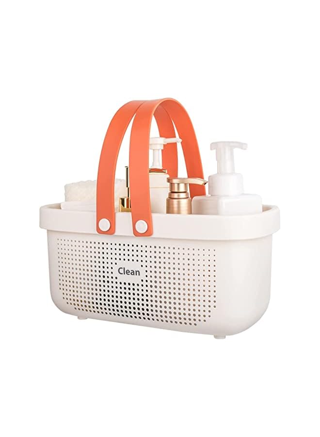 vesus Supplies Caddy, Portable Plastic Shower Caddy Storage Organizer Basket/Bucket with Silicone Handles for Household, Bathroom, Kitchen, Dorm Room Essentials (WHITE)  - Image 3
